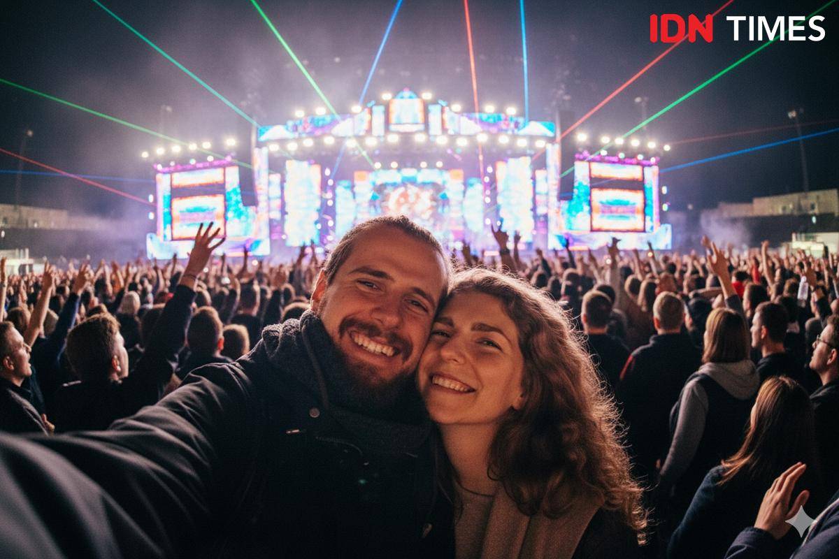 hasil edit foto selfie di konser dengan Gemini AI