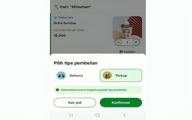 cara pesan GoFood pakai fitur Pickup 
