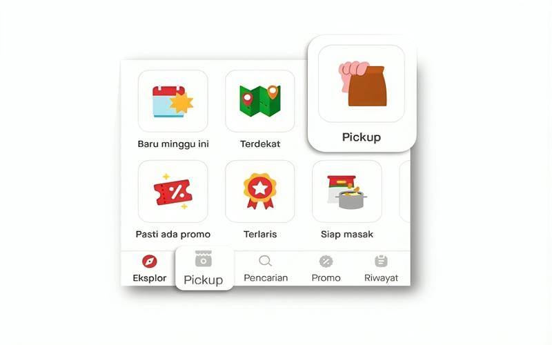 cara pesan GoFood pakai fitur Pickup 