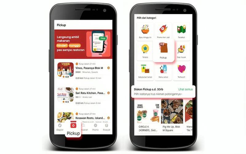 tampilan GoFood Pickup untuk ambil pesanan sendiri 