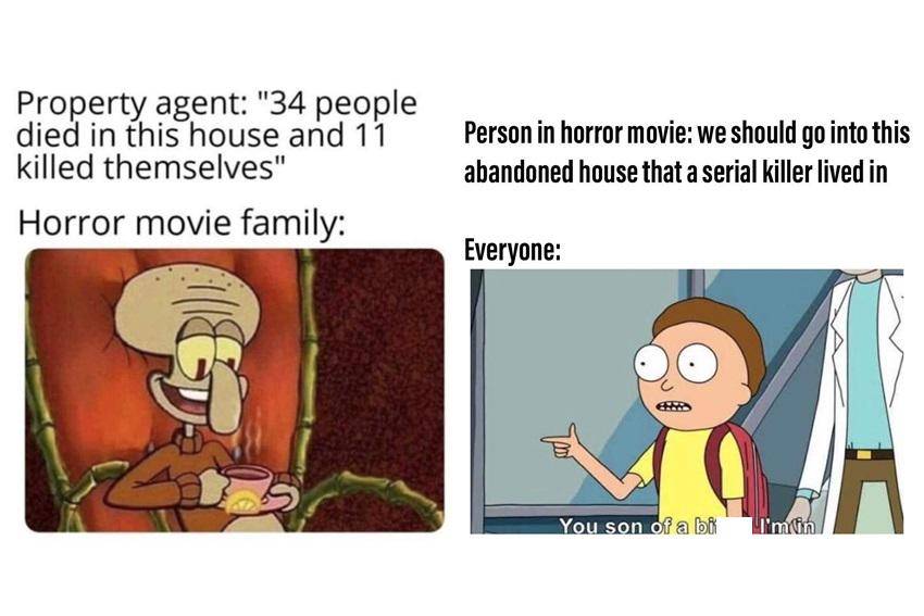 meme kartun tentang film horor 