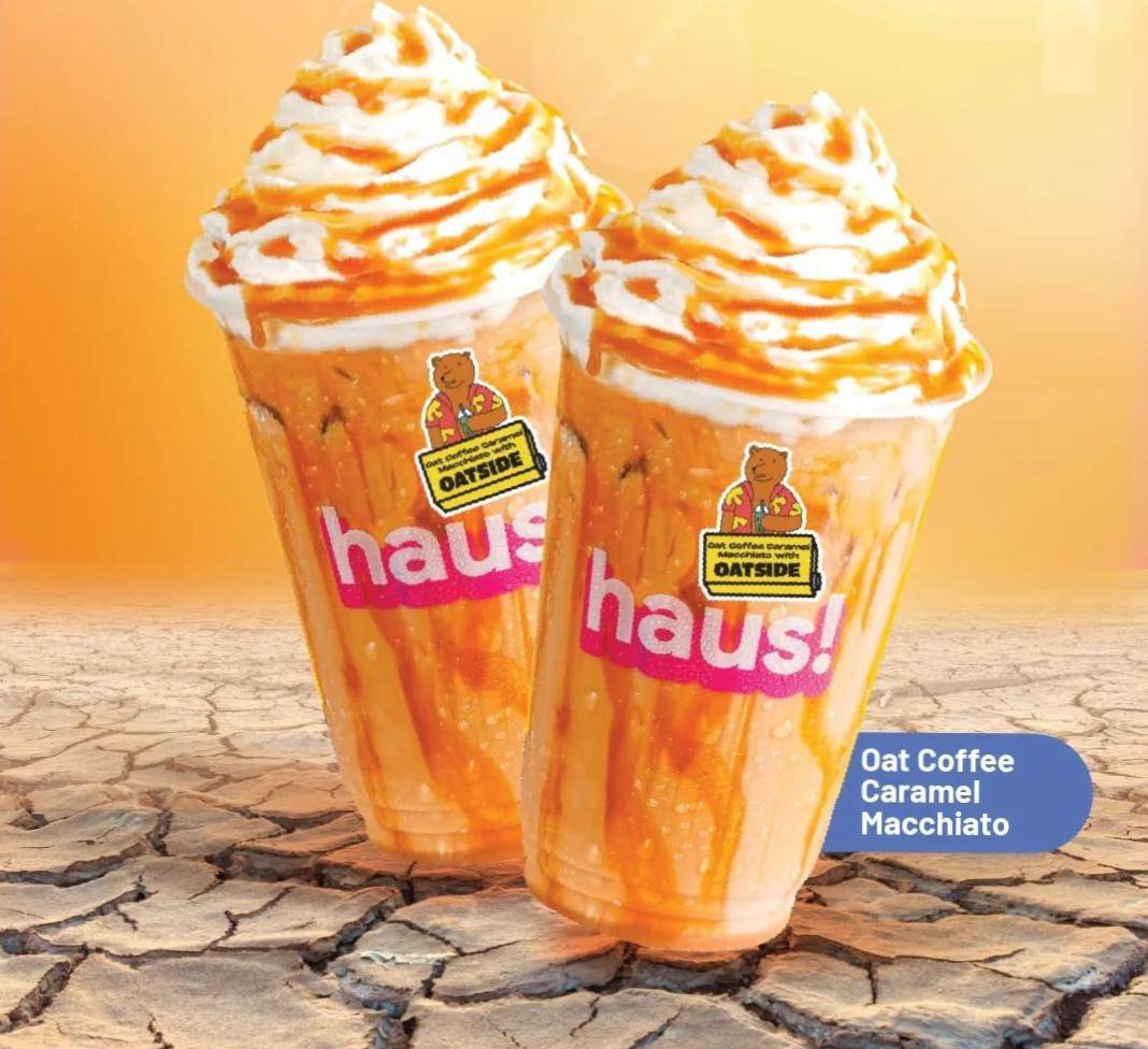 menu oat coffee caramel macchiato dari Haus