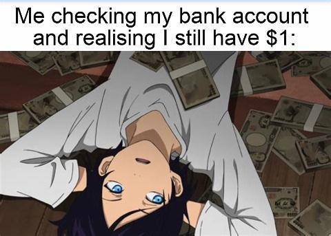 meme anime tentang rekening bank