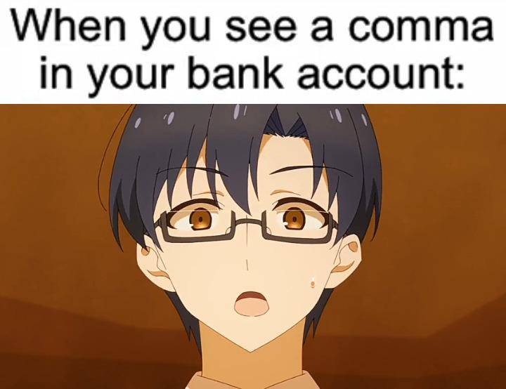 meme anime tentang rekening bank