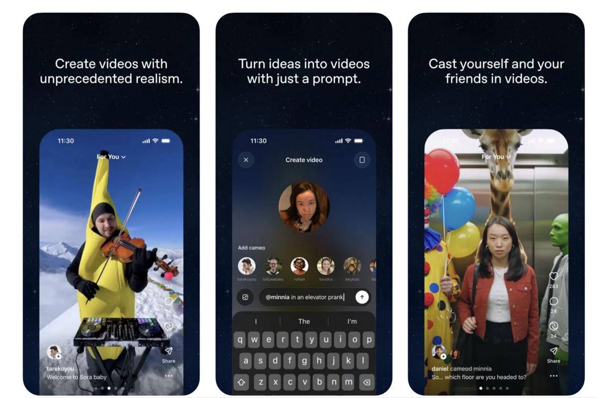tampilan aplikasi iOS Sora 