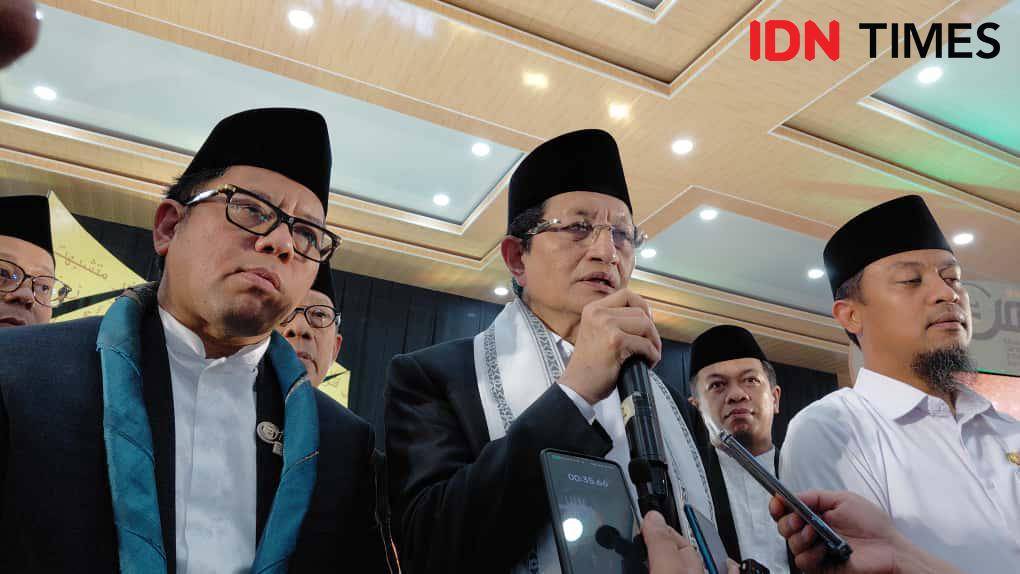 Menteri Agama Nasaruddin Umar membuka ajang Musabaqah Qiraatil Kutub Internasional (MQKI) I tahun 2025, yang digelar di Pondok Pesantren As'adiyah Wajo, Sulawesi Selatan, Kamis (2/10/2025). (IDN Times/Aan Pranata)