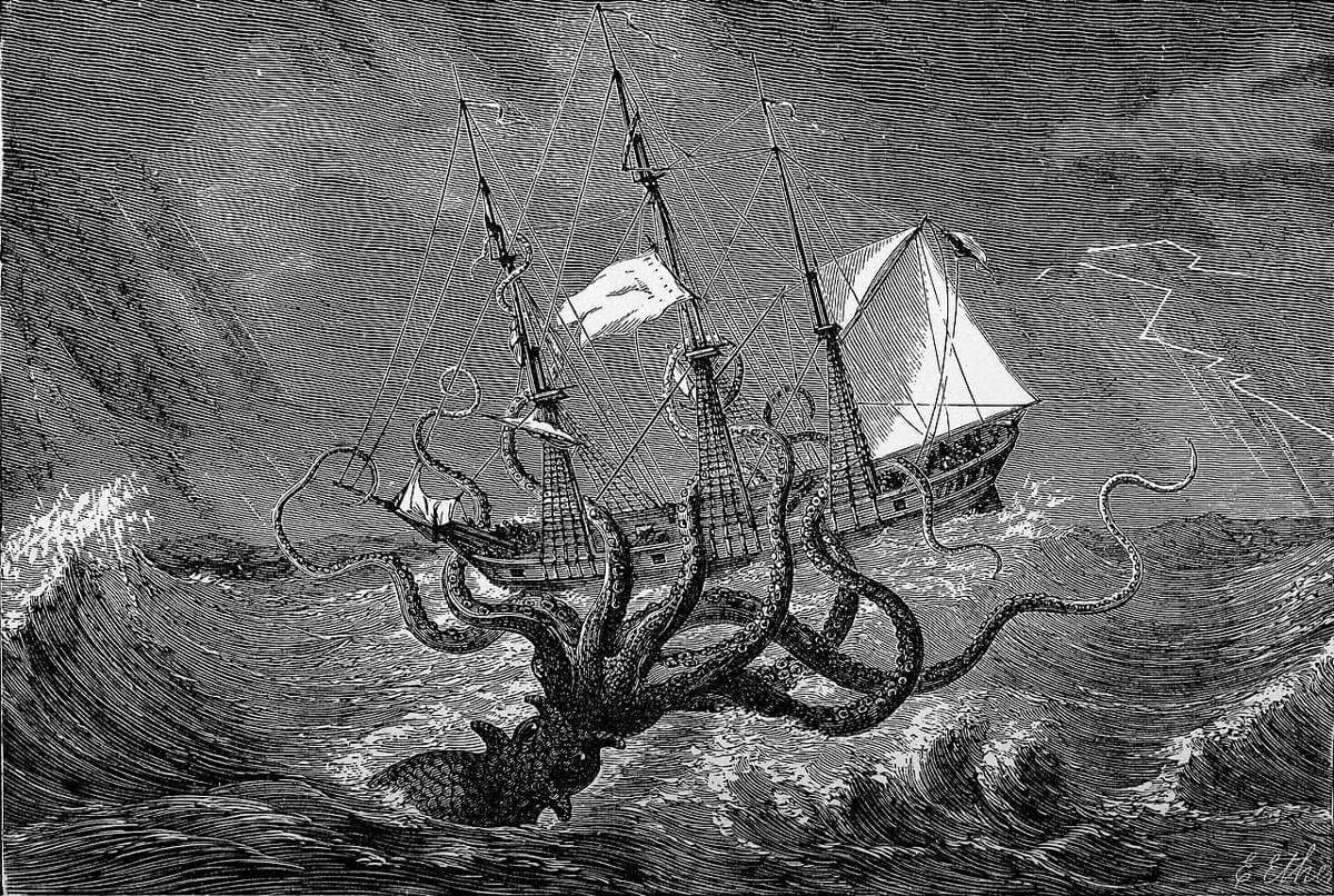 ilustrasi lukisan tentang kraken