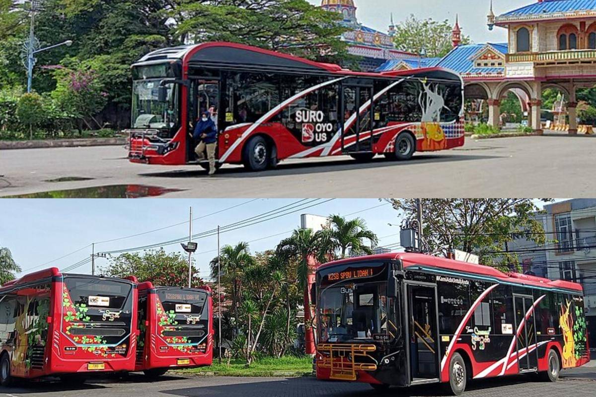 potret Suroboyo Bus (atas) dan Trans Semanggi (bawah) (commons.wikimedia.org/Mujionomaruf)
