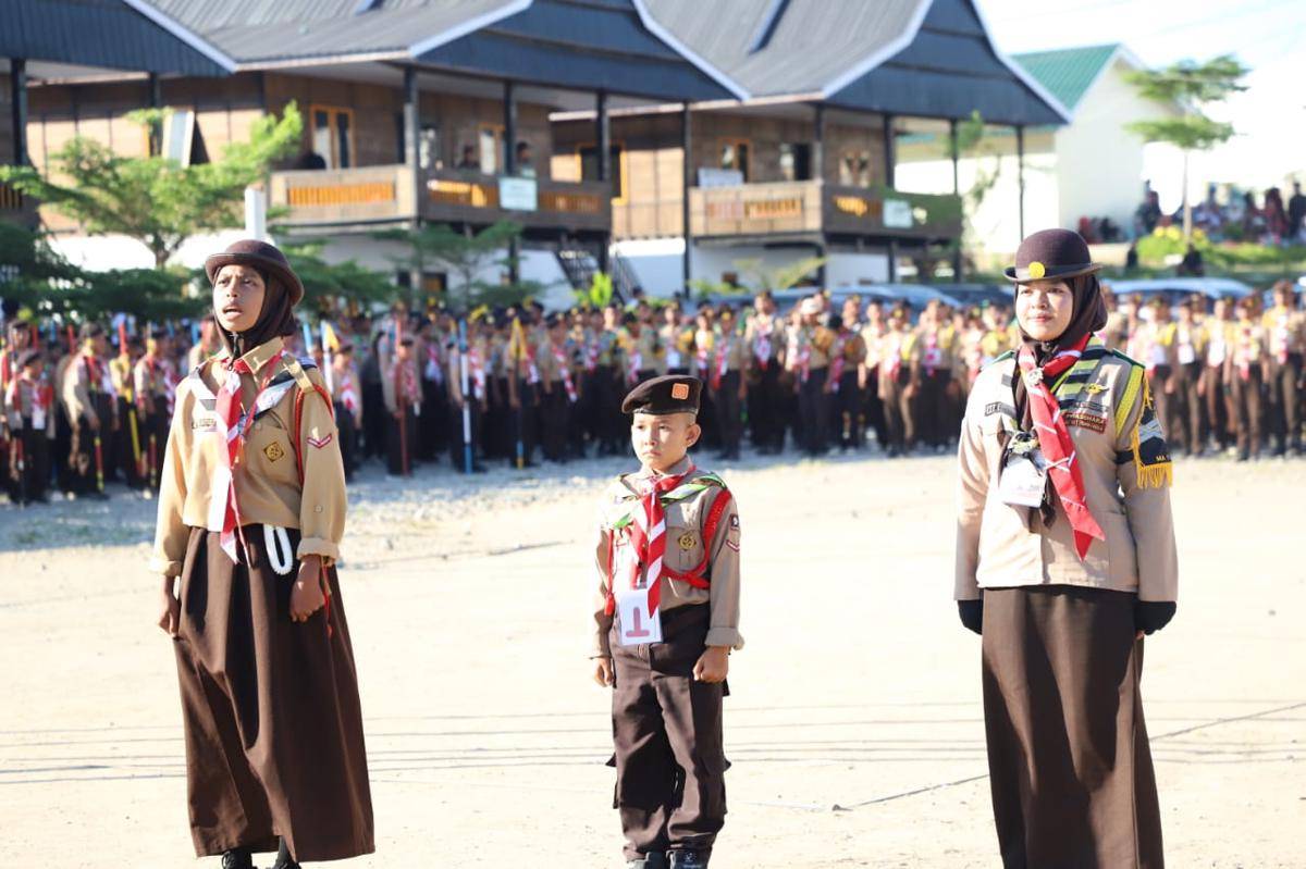 Menteri Agama Nasaruddin Umar menghadiri Perkemahan Pramuka Santri Nusantara (Perkasa) 2025 di Wajo, pada hari Kamis (2/10/2025). (Dok. Istimewa)