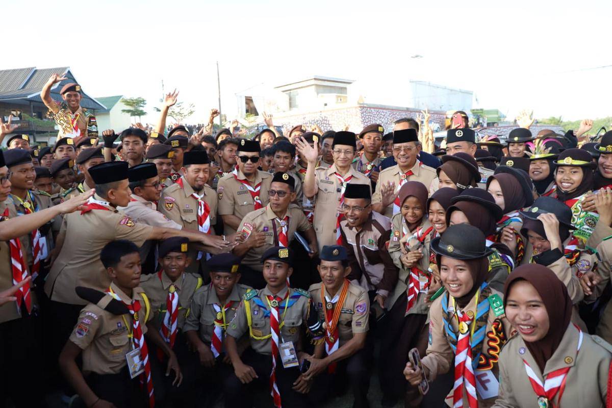 Menteri Agama Nasaruddin Umar menghadiri Perkemahan Pramuka Santri Nusantara (Perkasa) 2025 di Wajo, pada hari Kamis (2/10/2025). (Dok. Istimewa)