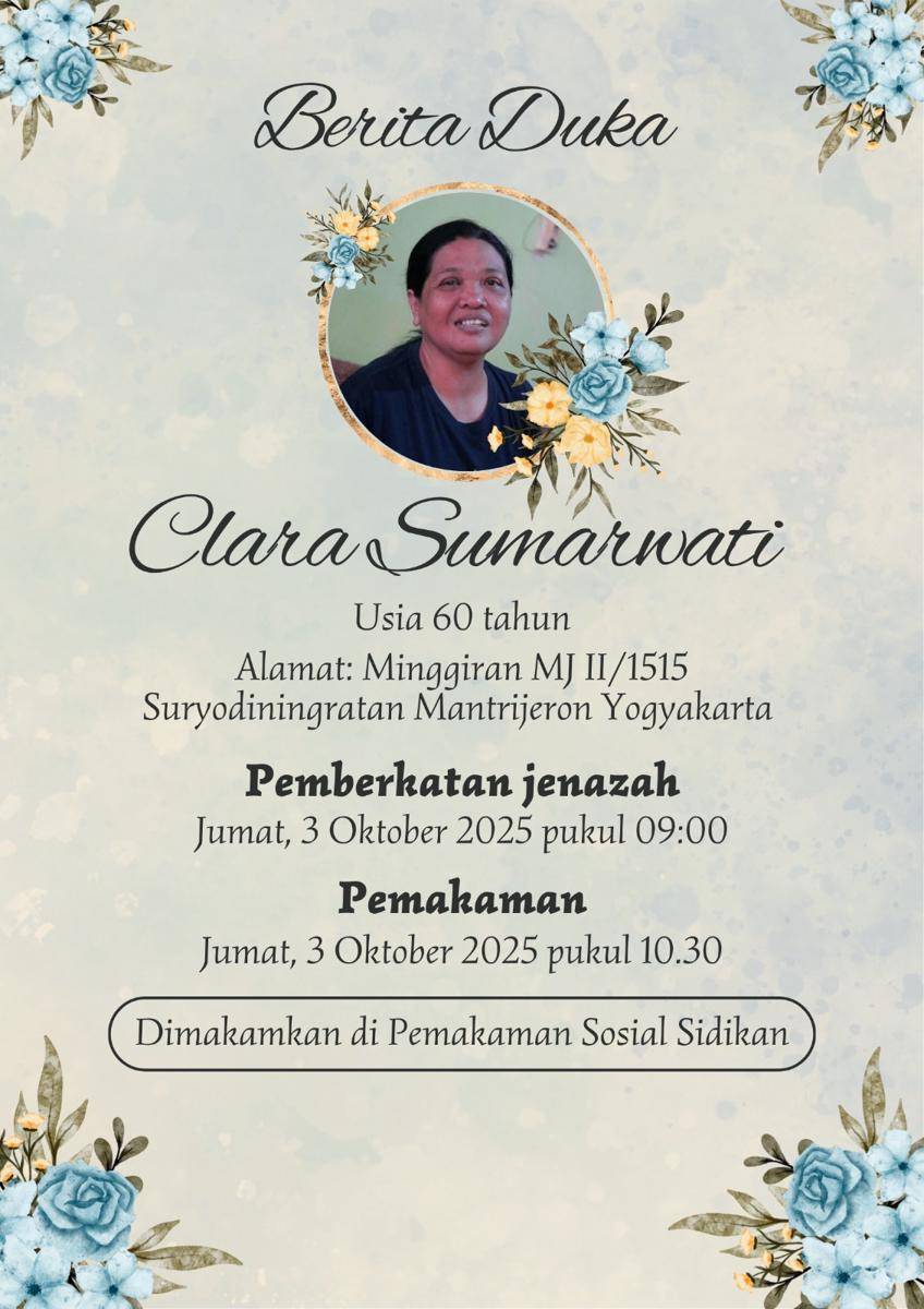 Berita duka meninggalnya Clara Sumarwati 