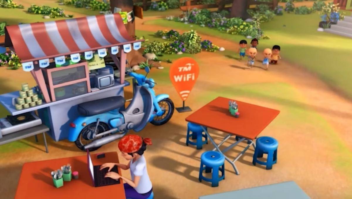 fasilitas free Wi-Fi di Warung Uncle Muthu (youtube.com/Les' Copaque Production)
