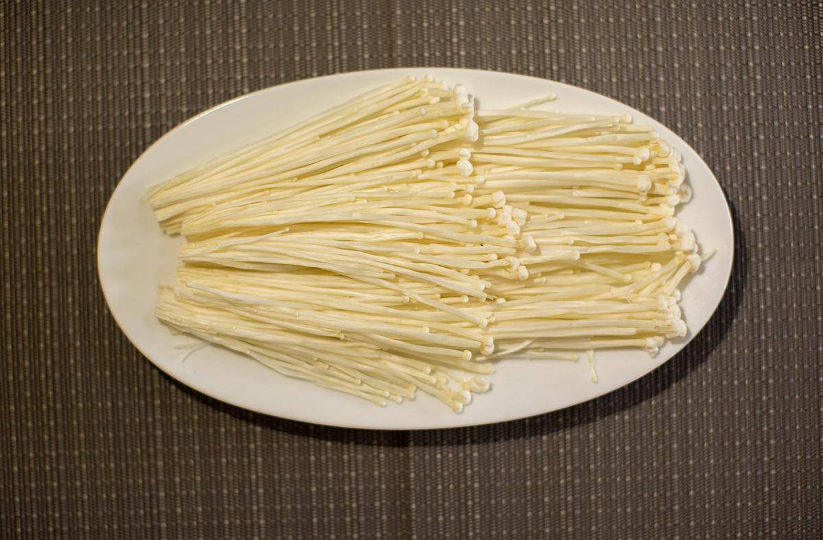 ilustrasi jamur enoki 