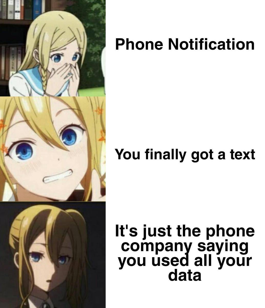 meme anime tentang notifikasi 