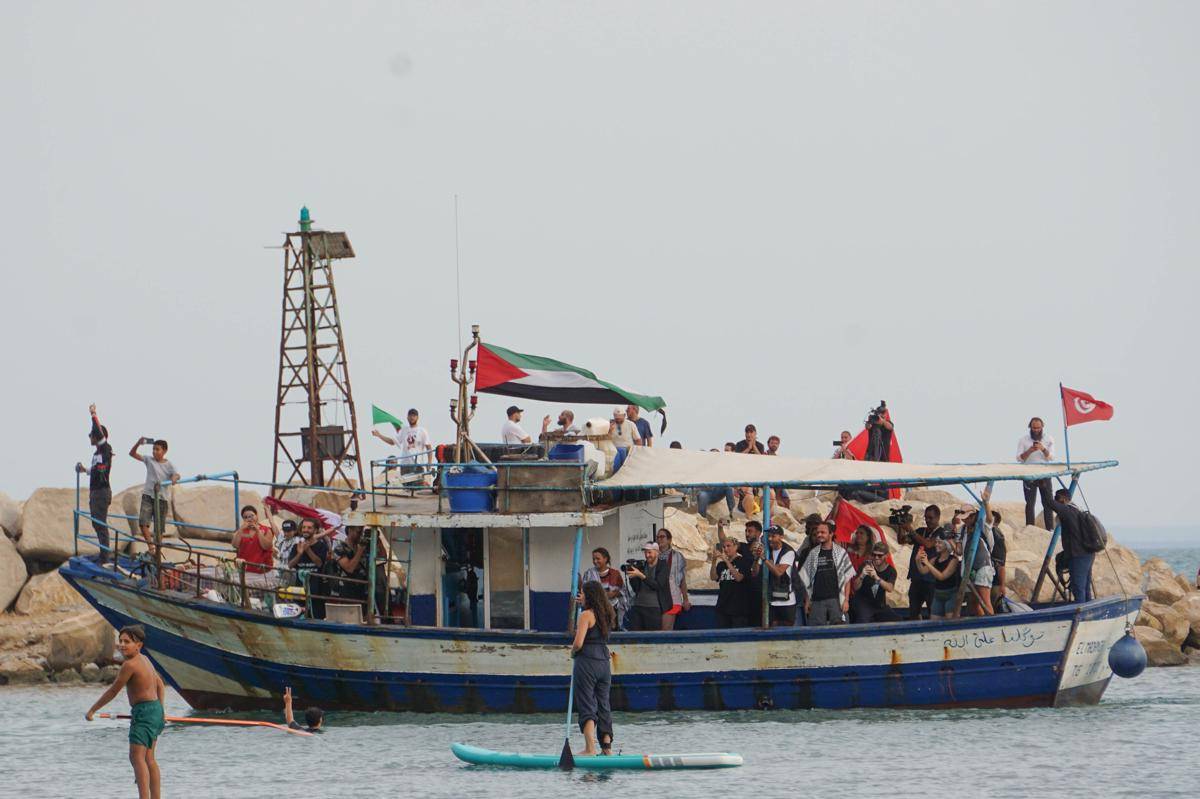 rombongan Global Sumud Flotilla di Tunisia. (Brahim Guedich, CC BY 4.0 <https://creativecommons.org/licenses/by/4.0>, via Wikimedia Commons)