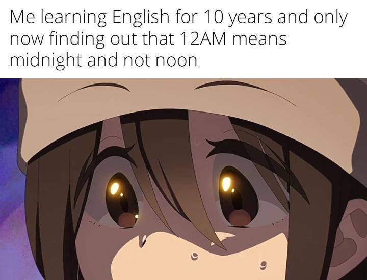 meme anime tentang bahasa Inggris