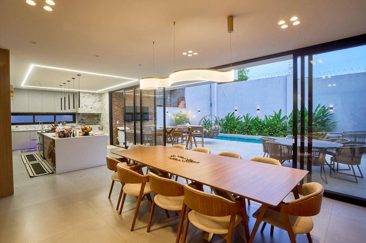 ilustrasi interior modern dengan pintu geser kaca