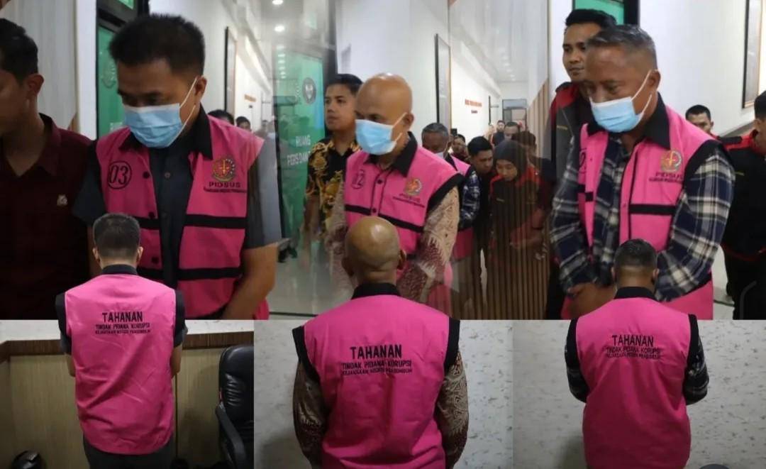 Tiga pejabat KPU Prabumulih jadi tersangka korupsi dana hibah Pilkada. (Dok. Kejari Prabumulih)