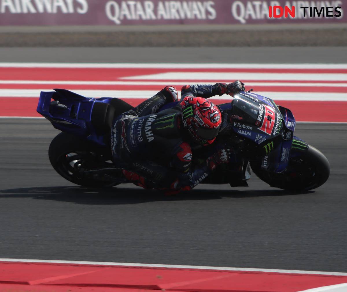 Fabio Quartararo pada sesi kualifikasi MotoGP Mandalika. (IDN Times/Linggauni)