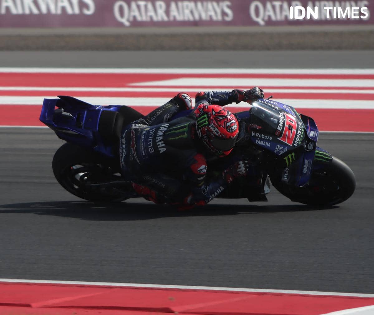 Fabio Quartararo pada sesi kualifikasi MotoGP Mandalika. (IDN Times/Linggauni)
