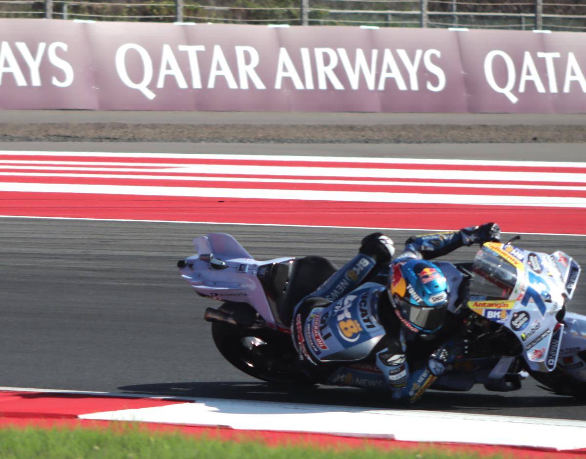 Alex Marquez pada sesi kualifikasi MotoGP Mandalika. (IDN Times/Linggauni)