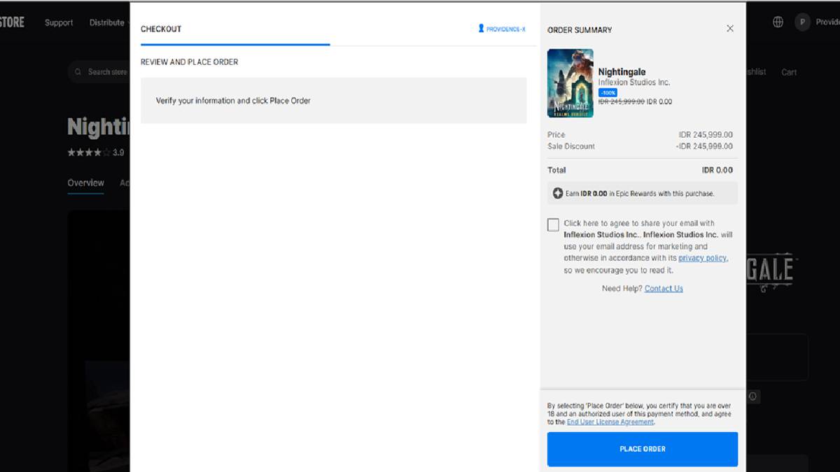 tampilan klaim game di Epic Games Store