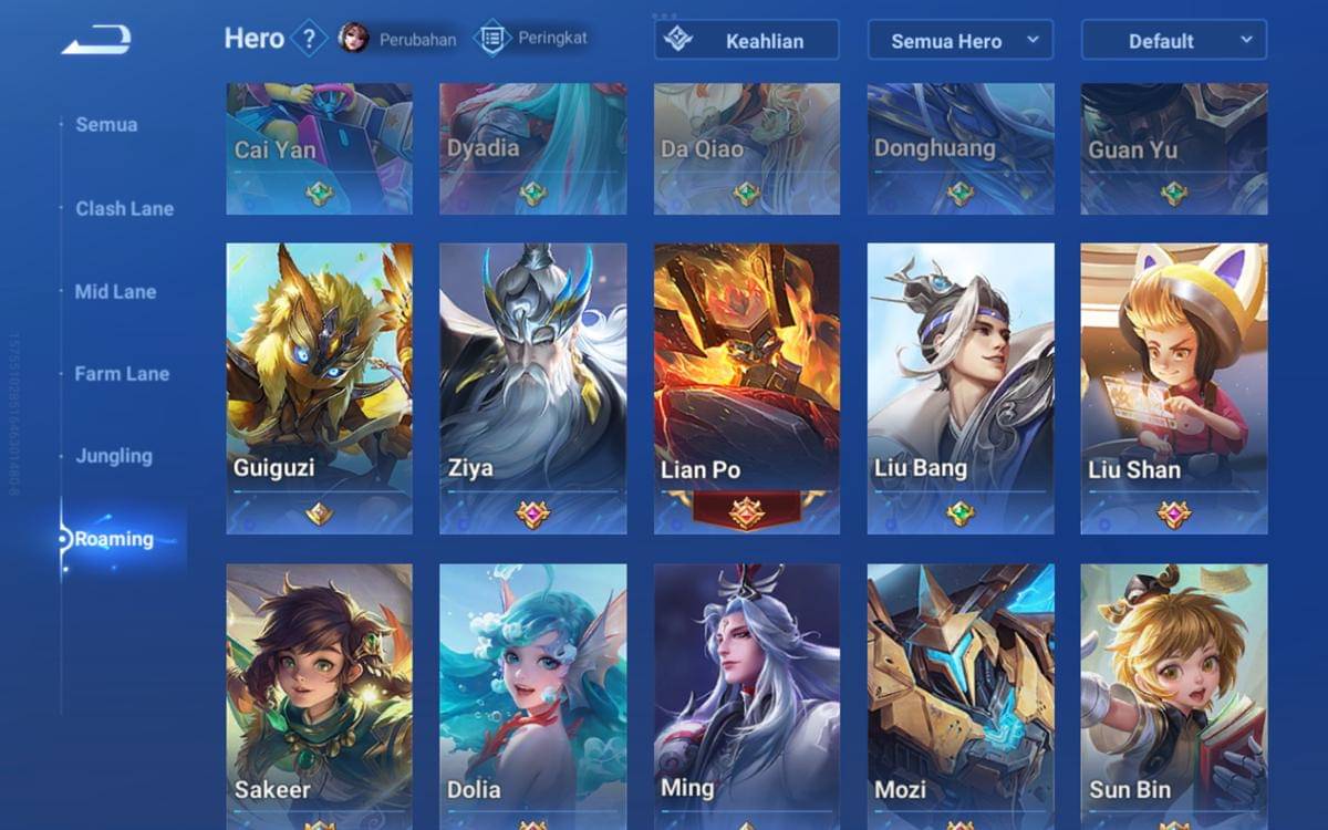 ilustrasi pilihan hero roamer di HOK 