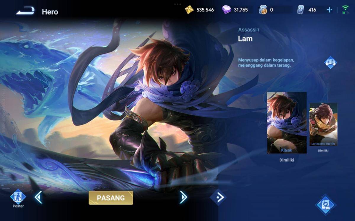 Ilustrasi hero Lam Jungler assassin di HOK