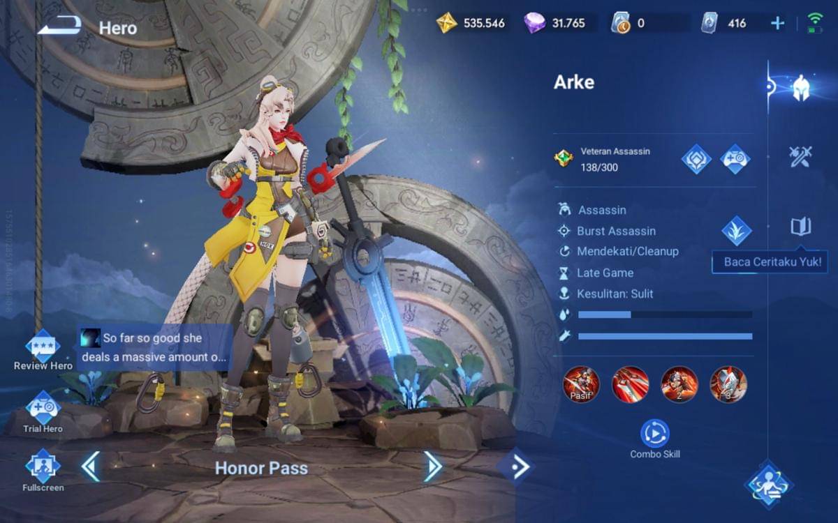Ilustrasi hero Arke jungle assassin di HOK