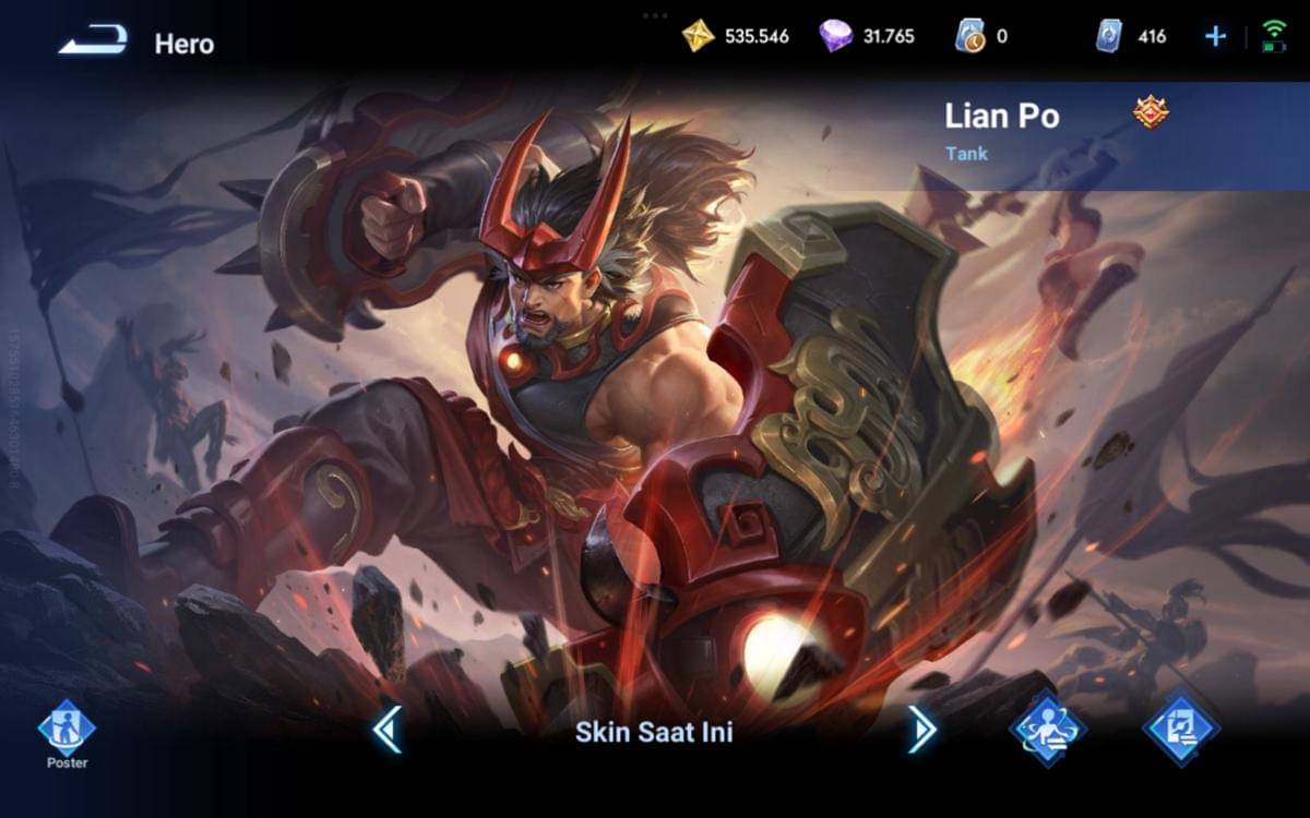 ilustrasi hero LianPo roamer tank di game HOK