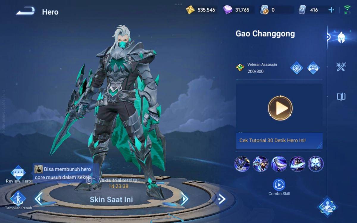 Ilustrasi Gao Changgong jungle assassin di game HOK