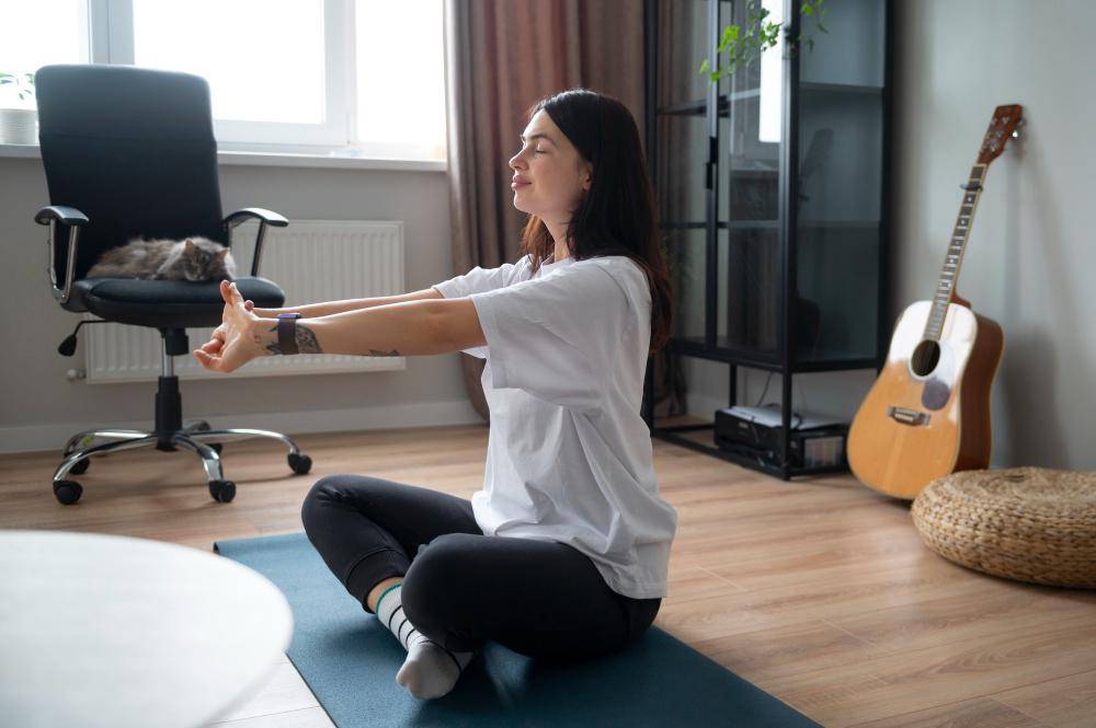 ilustrasi perempuan stretching 