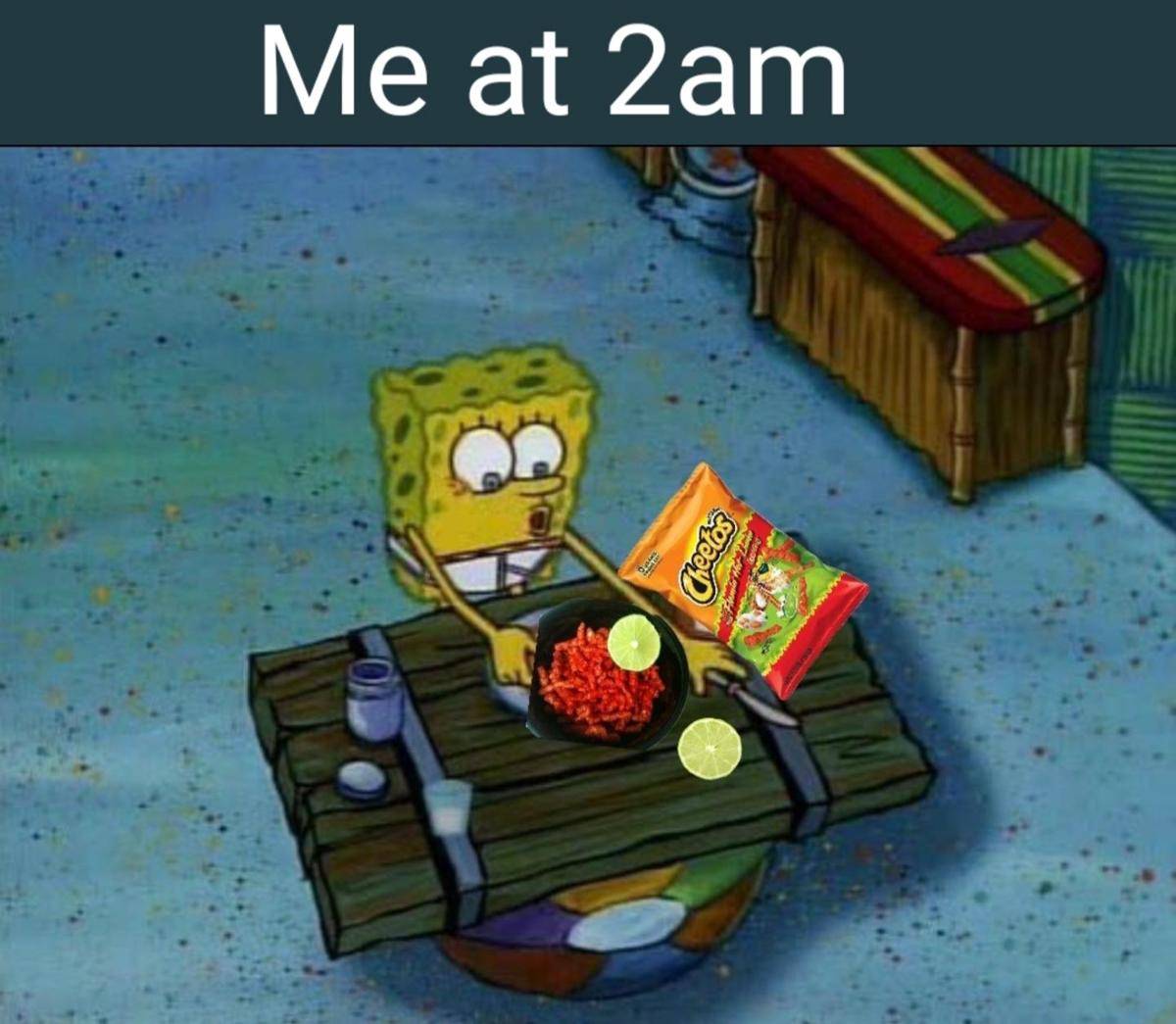 meme SpongeBob tentang camilan