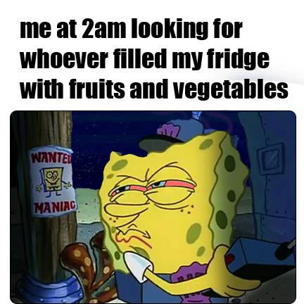 meme SpongeBob tentang camilan