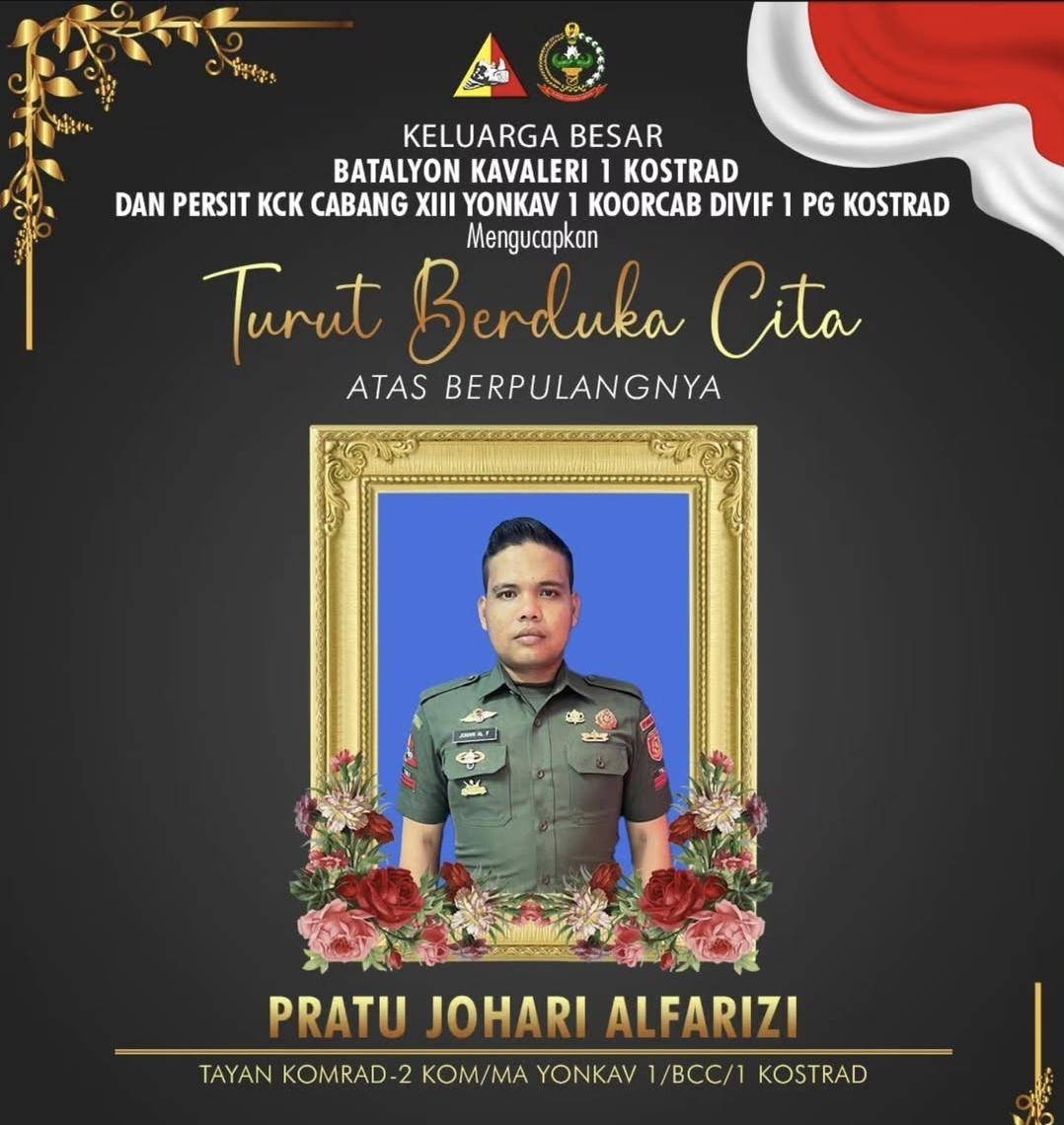 Pratu Johari Alfarizi yang gugur jelang HUT ke-80 TNI di depan Stasiun Gambir