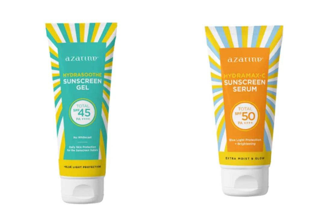 Azarine Hydrasoothe Sunscreen Gel SPF 45 PA++++ dan Azarine Hydramax-C Sunscreen Serum SPF50 PA+++  (azarinecosmetic.com/Azarine Hydrasoothe Sunscreen Gel SPF 45 PA++++ | azarinecosmetic.com/Azarine Hydramax-C Sunscreen Serum SPF50 PA+++) 