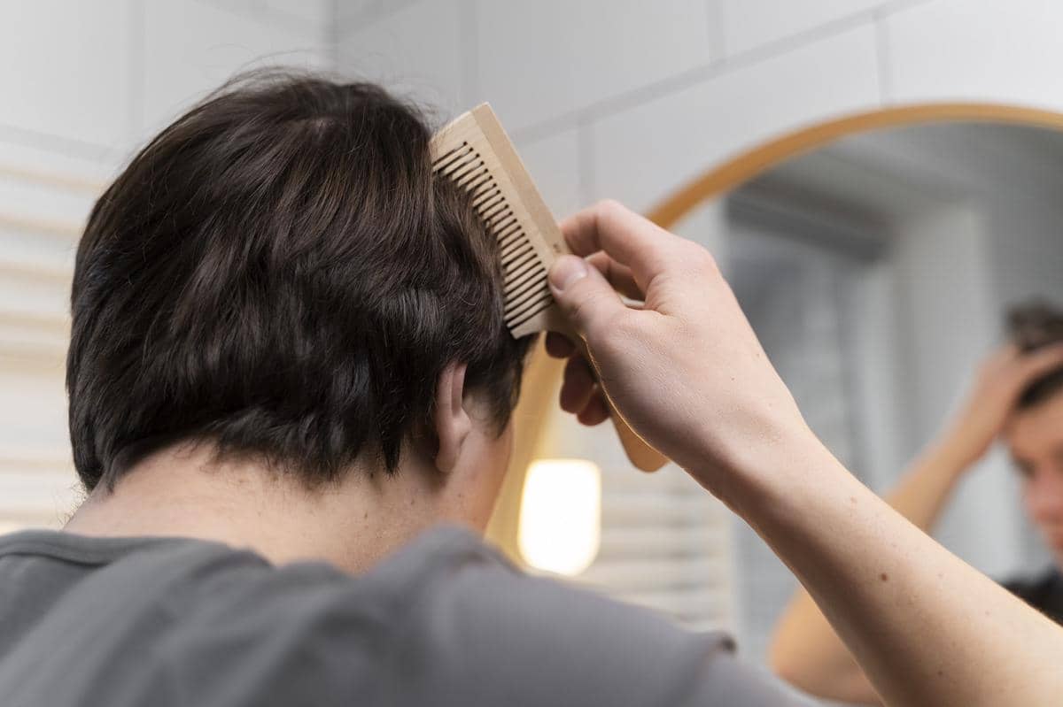 ilustrasi orang menyisir rambut 