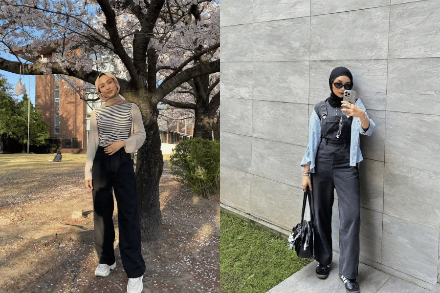 outfit hijab dengan celana (instagram.com/xavieraaputri | adyaasyra)
