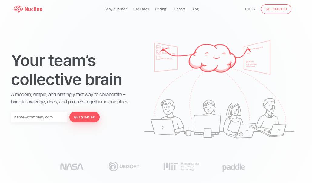 tampilan website Nuclino 