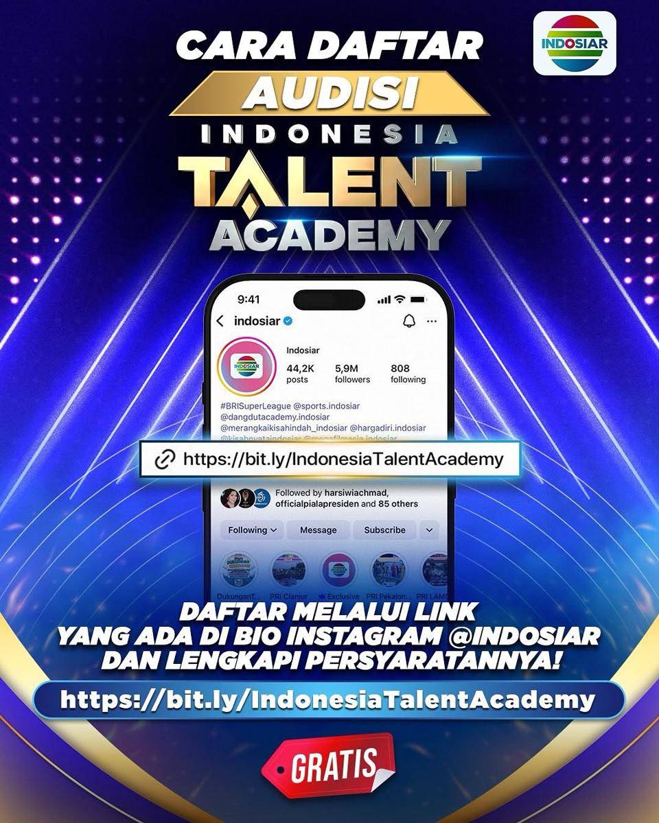 Poster pengumuman audisi Indonesia Talent Academy
