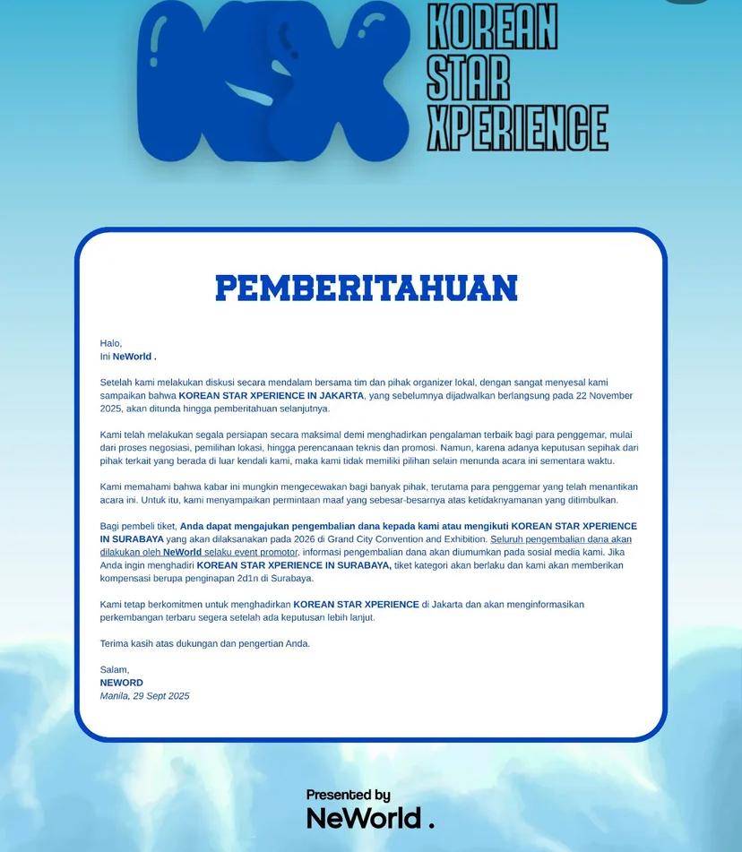 Korean Star Xperience ditunda
