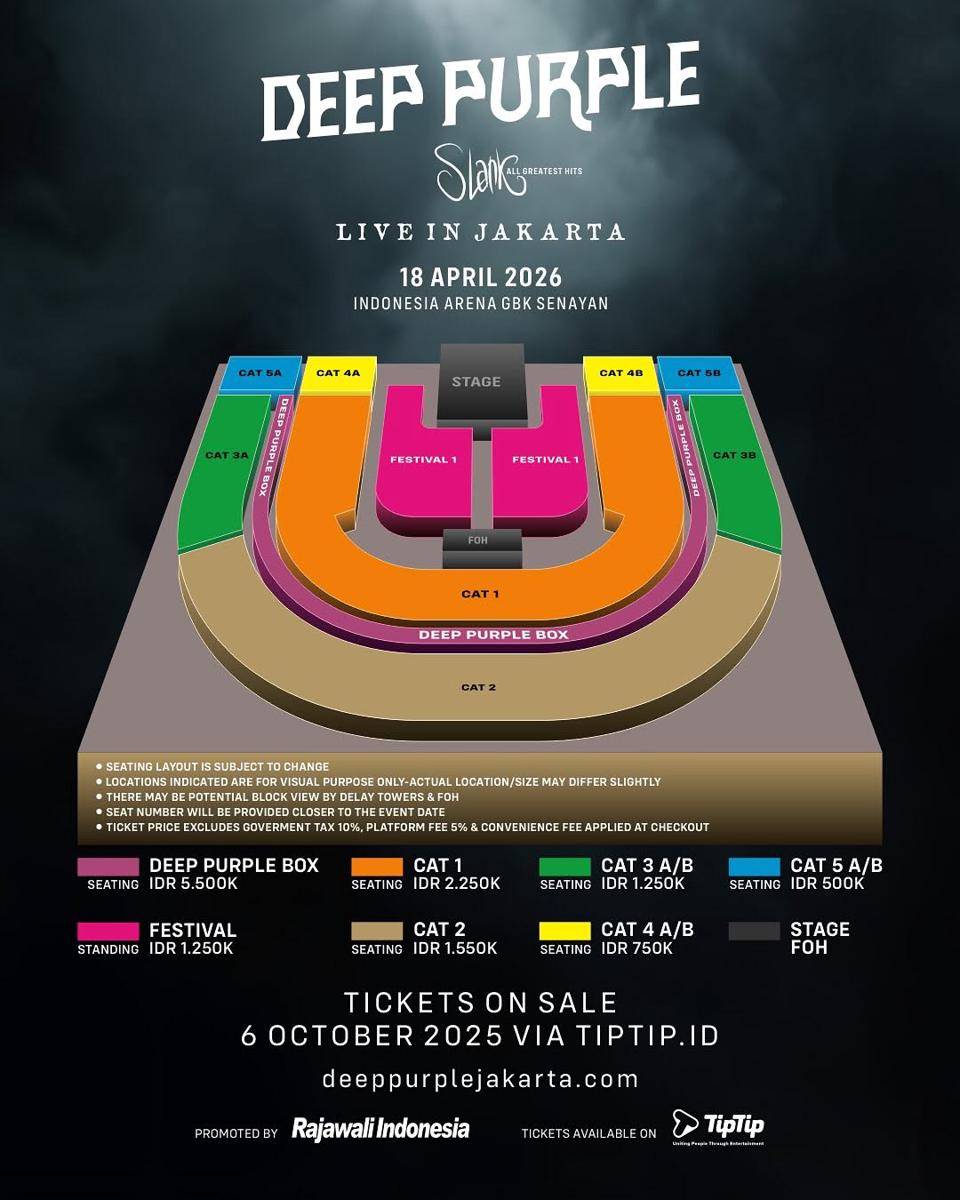 Harga tiket konser Deep Purple Slank Live in Jakarta 2026
