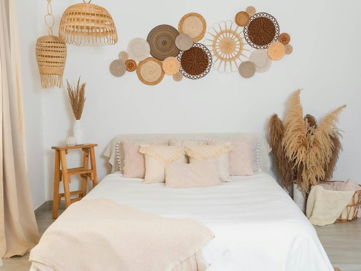 ilustrasi kamar tidur bergaya bohemian 
