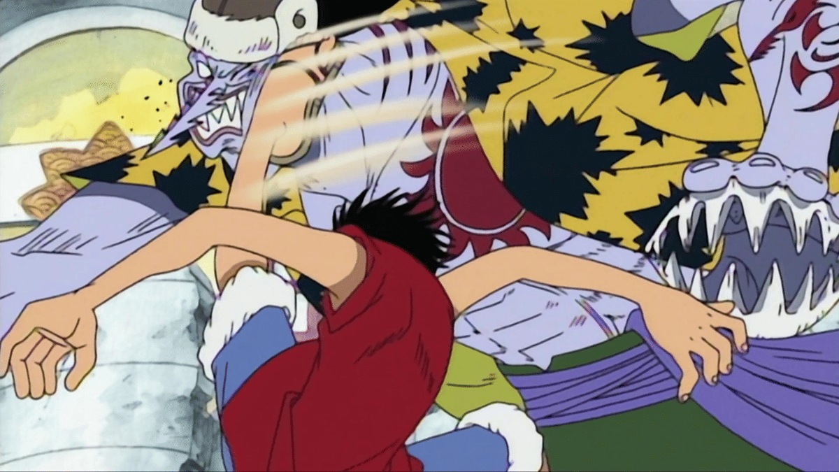 Luffy dan Lucci bertarung sengit.