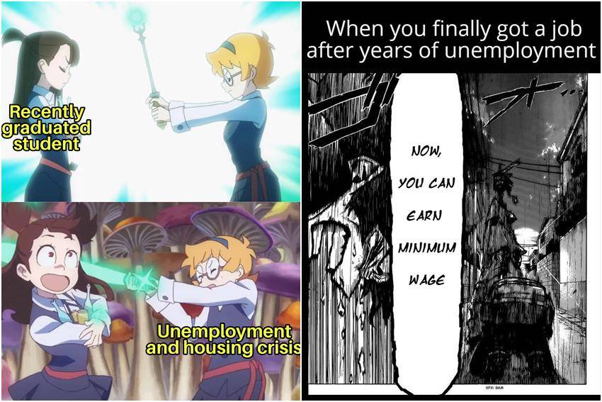 kolase meme anime tentang pengangguran