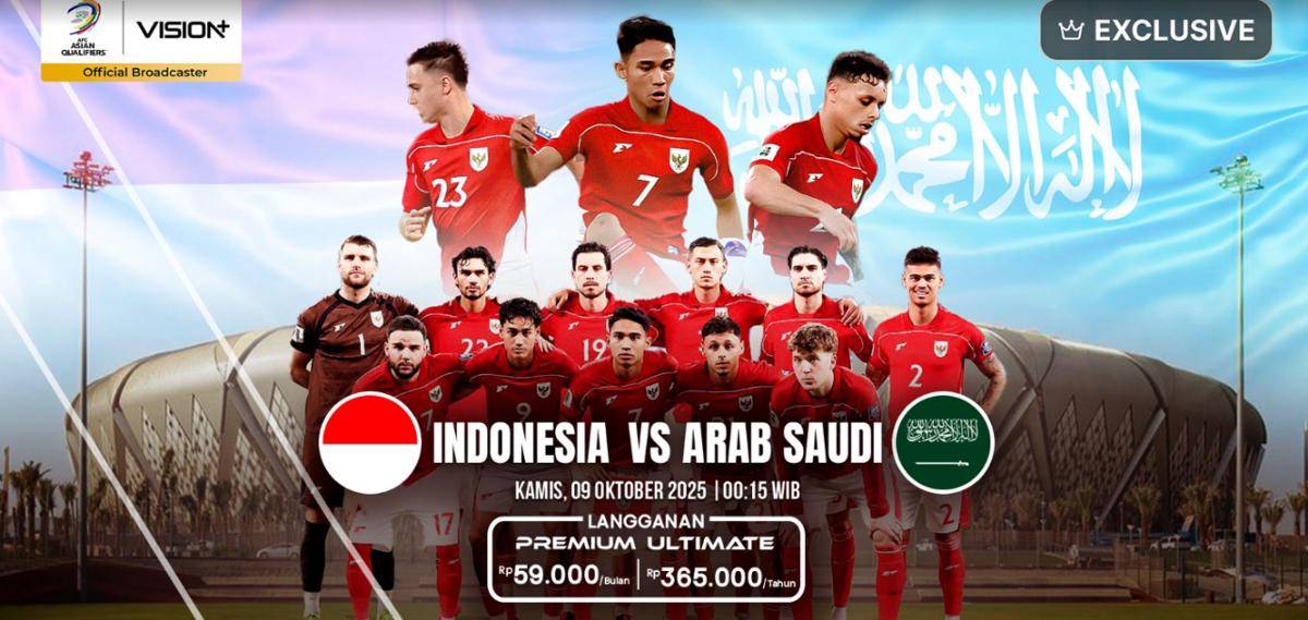 live streaming Indonesia vs Arab Saudi di Kualifikasi Piala Dunia 2026