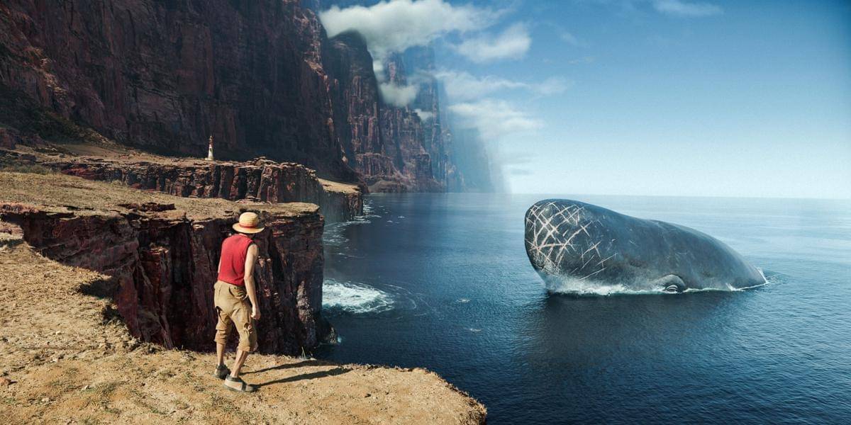 Luffy dan Laboon One Piece live-action. (Dok. Netflix/One Piece)