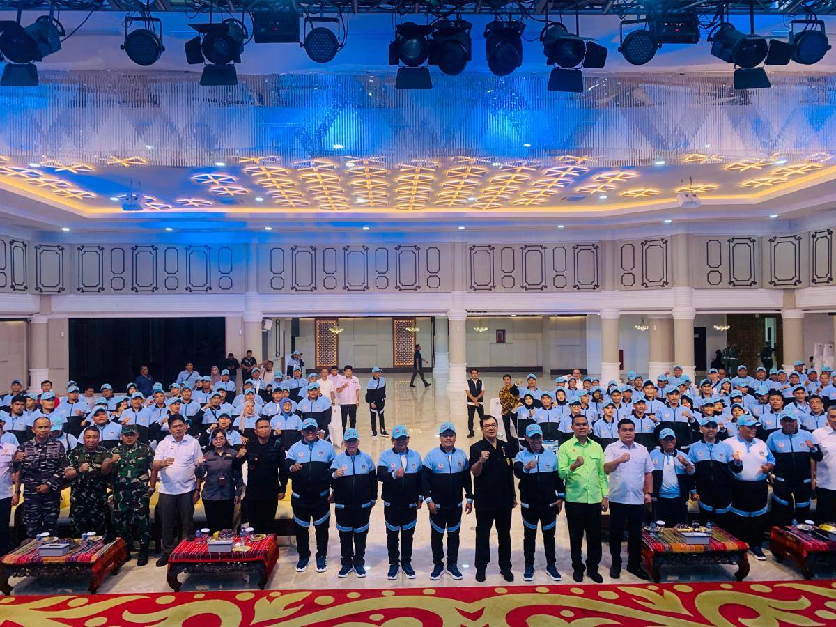 Pelepasan atlet Sumut menuju PON Bela Diri Kudus 2025 di Aula Raja Inal Siregar, Rabu (8/10/2025) (IDN Times/Doni Hermawan)