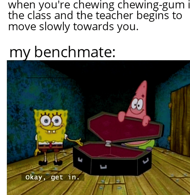 meme SpongeBob tentang permen karet