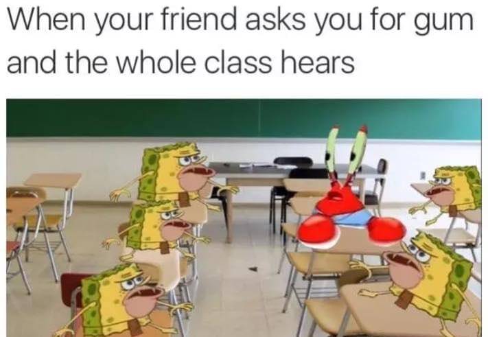 meme SpongeBob tentang permen karet 